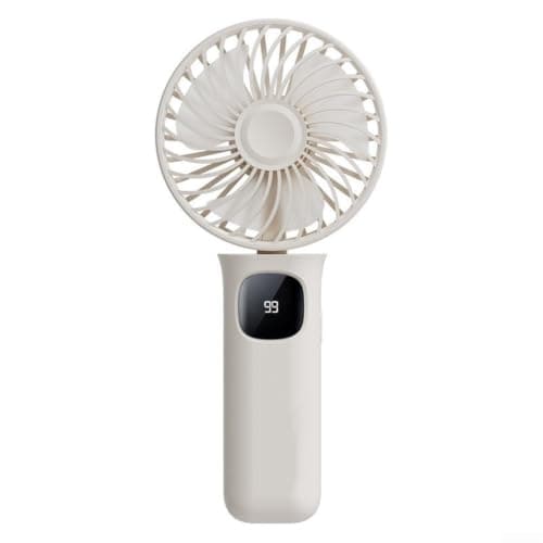 Hosrivae USB Rechargeable Foldable Neck Fan With 1800MAh For Battery, 6-Speed Turbo Airflow Handheld Portable Cooler For Travel, Beige