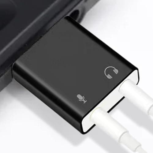 USB 3.5mm Audio Adapter - External Sound Card, Plug & Play USB to AUX Converter | Portable Sound Card for Laptop & PC, Noise-Canceling Audio Interface, Universall Headphone & Microphone Adapter — view 2