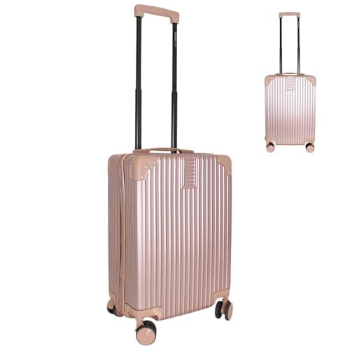Bordlite 20 Inch Cabin Suitcase (55x35x20cm) Airline Approved Carry On Luggage – Lightweight ABS Hard Shell Travel Case with 360 Spinner Wheels, Telescopic Handle & Combination Lock – Rose Gold