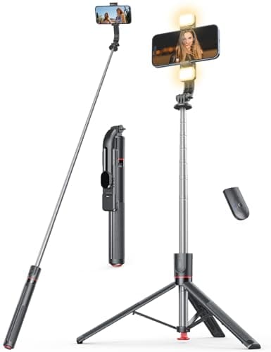 67" Longer Selfie Stick, Tripod for iPhone with 2 Fill Lights
