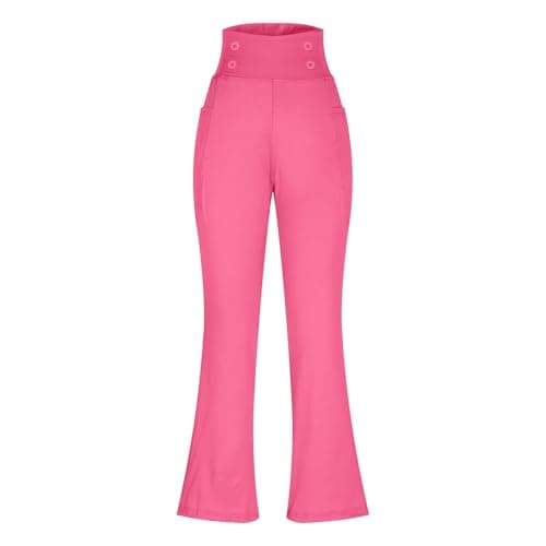 Ladies Fleece Lined Leggings Womens Fleece Lined Leggings UK High Waisted Thermal Flared Legging Casual Soft Stretchy Pants Thick Plush Trousers Fashion Winter Warm Solid Bottoms Hot Pink M — view 4