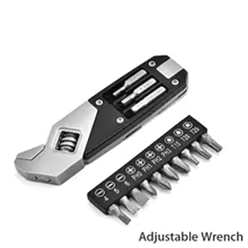 ziyuan 17-in-1 Stainless Steel Adjustable Wrench Foldable Pocket Multi Tool Multifunctional Spanner Screwdriver Bits Kit Durable Easy to Use Black — view 4