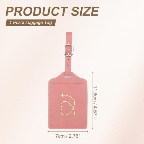 PATIKIL Suitcase Luggage Tags, Pink Heart Leather Name Tags Airplane Bag Accessories Travel Essentials for Flying Hotel Check in Luggage Bags Men Women, 1 Pcs — view 2