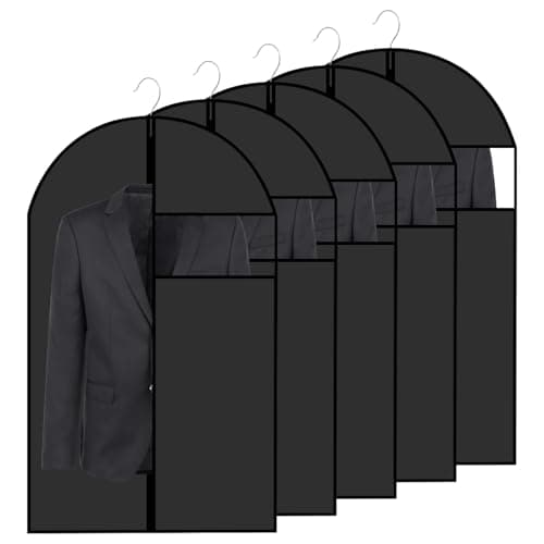 5 Pack Garment Bags, Suit Cover Bags for Men with Clear Window 24 x 40 in