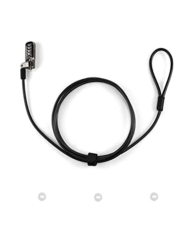 QWORK® Laptop Lock with T-Bar Locking Mechanism 4 Digit Password Protection and 2m High Hardness Cut-Resistant Steel Cable, Protect Your PC/Laptop and Projectors — view 2