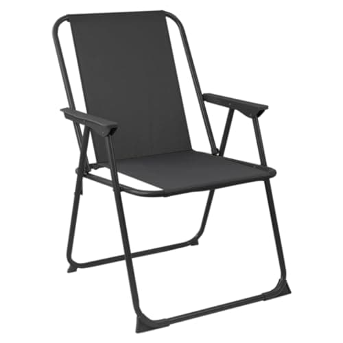 Harbour Housewares Folding Beach Deck Chairs - Black - Pack of 2 - Metal Outdoor Patio Seat Lightweight Portable Deck Chair for Picnic, Garden, Camping, Fishing — view 6