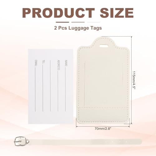 PATIKIL 2 Pcs Luggage Tags, PU Leather Travel Luggage Tags, White — view 2