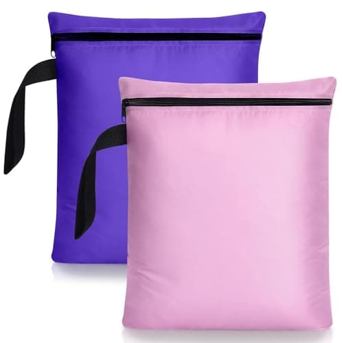 OTraki Wet Bags,2Pcs Waterproof Wet Dry Bag,30x36CM Wet Bags for Swimming Travel Laundry Bag,Swimsuit Bag with Handle,Nappy Bags with Zipper for Gym Swimsuit Workout Yoga Beach Pool(Pink & Purple)