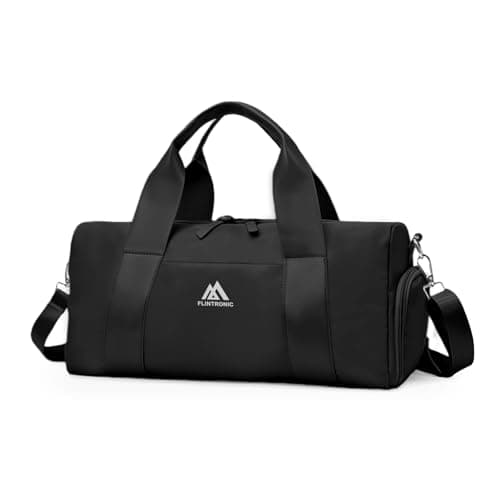 Flintronic Small Gym Bag for Girls Kids, Sports Duffel Bag for Gym, Gym Bag with Adjustable Shoulder Straps, Women's Fitness Bag with Shoe Compartment & Wet Pocket for Gym Swim Dance (Black)