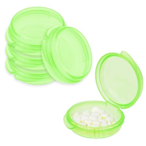WLLHYF 5 Packs Mini Pill Case Small Pill Organizer Box Portable Vitamin Holder Travel Pill Container for Pocket Purse Pills Storage Box to Hold Medicine Cod Liver Oil (5 Green)