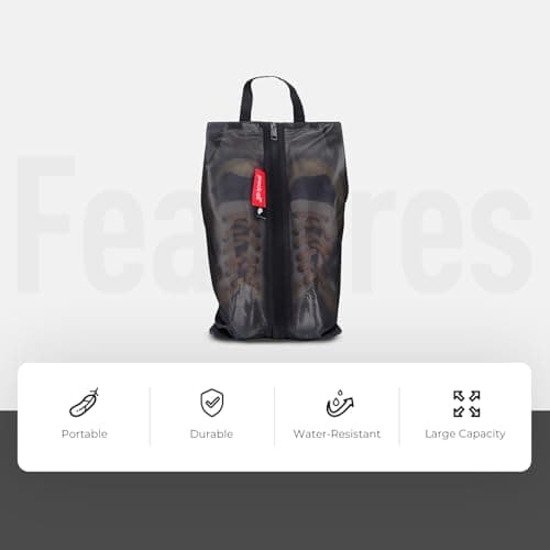 pack all Shoe Bags for Travel, Water Resistant Shoe Pouch Organizer, Black — view 5