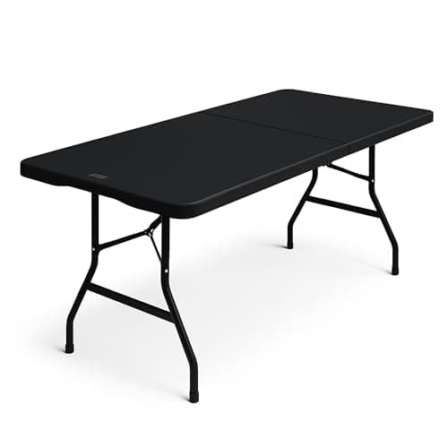 SAKUSEI Anthracite 6ft 1.8m Heavy Duty Folding Trestle Table. 150kg capacity. For Party, Garden, Patio, Office, Dining, indoor or Outdoor Use. With Carry Handle. Folds Away (Anthracite)
