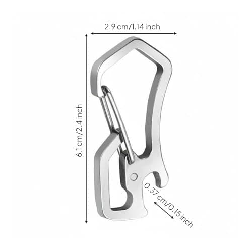 Amagogo Outdoor Keychain Clip Carabiner Keychain Hook Bottle Opener Multitool Clip Compact Metal Stainless Steel Quick Release suitable for hiking camping commuting travel — view 3