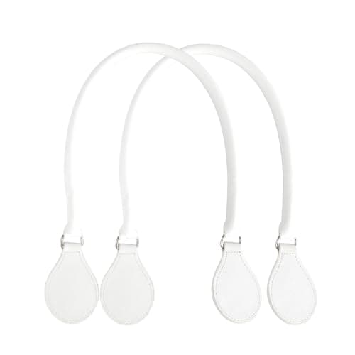 New 1 pair Round O bag long short Leather Handles with drops attachments hand-held shoulder straps for Classic Mini Obag (Length:68cm,White)