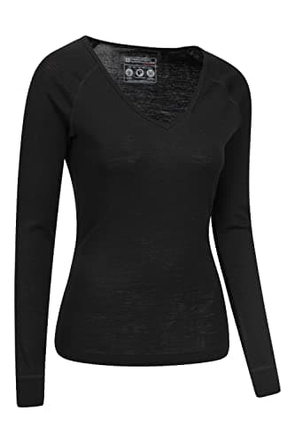 Mountain Warehouse Merino Womens Thermal Baselayer Top - Lightweight, Antibacterial & Breathable Ladies T Shirt - for Winter Travel, Hiking, Camping, Skiing, Snowboard Black 10 — view 4