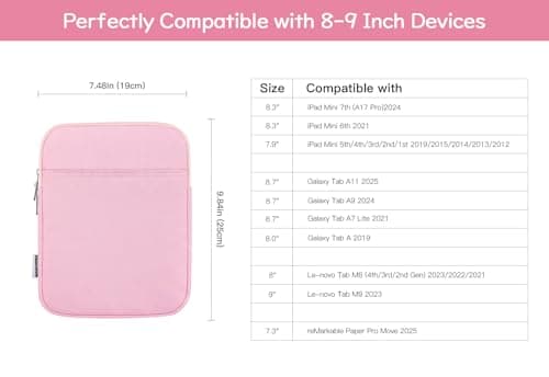 Dadanism 8-9 Inch Tablet Sleeve Padded Carrying Case, Flowers Pink — view 2
