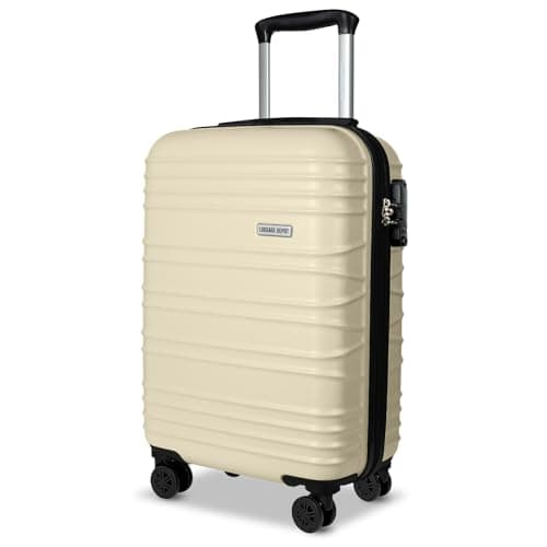 Luggage Depot Hand Luggage Suitcase, TSA Lock, 55x35x20cm Cream Brown