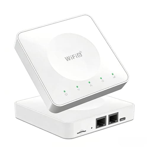 Portable WiFi 6 4G Router with Dual Band Hotspot Supports 32 Devices USB-C Powered No Battery WPA3 Dual Gigabit LAN Ports UK SIM Compatible – Ideal for Home Office Camping Travel