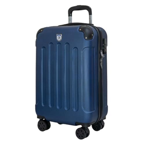 UTTAM 20 Inch Lightweight Travel Cabin Bag - Carry On Suitcase, ABS, Water Resistant & Safe Locking System - Easyjet Overhead Compliant (56x23x38cm) (Blue)