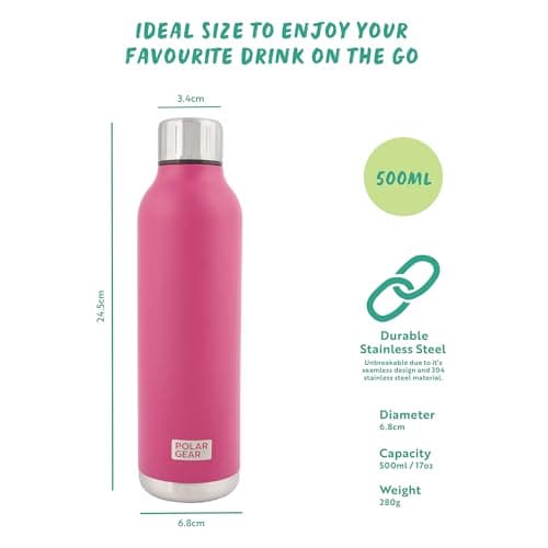 Polar Gear 500ml Metal Water Bottle - Insulated Water Bottles Leakproof — view 2