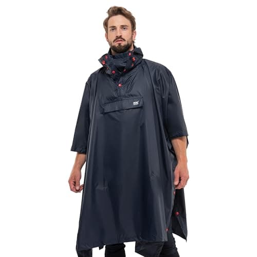 Mac in a Sac - Poncho - Packable Waterproof Cape for Men & Women - Lightweight and Breathable Rain Jacket with Hood that Packs into its own Bag - Navy - One-Size — view 2
