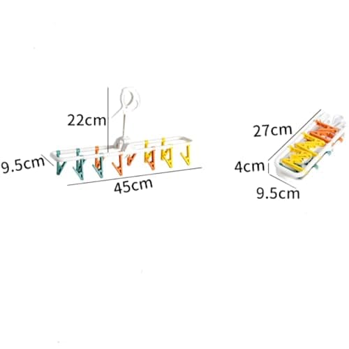 trrcylp Clothes Drying Racks 2 Pack Collapsible Portable Underwear Hangers with 24 Clips Socks 360° Rotatable Hook for Drying Towels Bras Clothes Gloves Plastic White — view 2