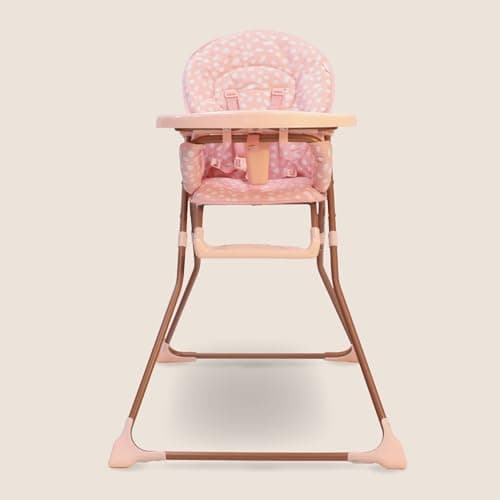 My Babiie MBHC1 Compact Highchair – Ultra Lightweight (5kg), Foldable, Easy Clean, Padded Seat, Footrest, Tray Cup Holder, for Toddler, from 6 Months to 3 Years (15kg) – Pink Dalmation — view 3