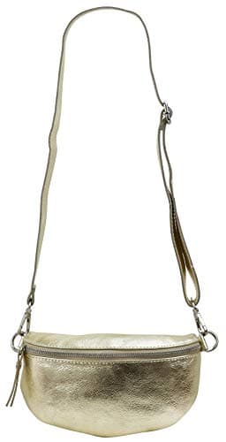SH Leder ® AVA G292 Genuine Leather Waist Bag - Unisex Belt Bag for Festival Travel - 23 x 12 cm, Gold — view 3
