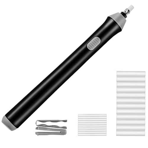 OFFCUP Electric Automatic Portable Pencil & Eraser 22pcs Refills, Battery Operated Eraser for Sketching Graphite Pencils/Drafting