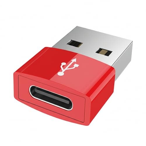 USB to USB-C Fast Charger Adapter For i-Phone, 20W PD Type-C Fast Car Charger Plug Adapter Compatible with i-Phone 16/15/14/13/12/11 and Samsung S24/S23/S22/S21/S20 and More (Red)