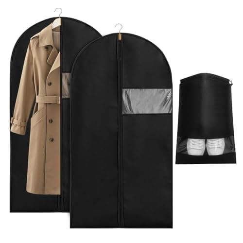 2 Pack Garment Bags 60x120cm, Suit Covers with Shoe Bag for Travel, Home