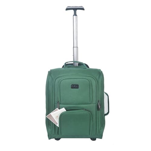 CHARKHAH Hand Luggage Case Travel Bag Trolley on Wheels Carry-Ons Flight Approved Cabin Suitcase 1.45 kg Lightweight Suitcases Large 37 Liter Bags Size 50 cm x 35 cm x 20 cm (HD-B-Green)