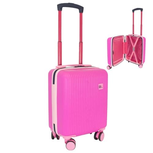 Bordlite Kids Suitcase 40x30x20cm Hot Pink Cabin Luggage for Girls, Childrens Underseat Travel Case with 360 Spinner Wheels, Telescopic Handle, ABS Shell for Ryanair & Wizz Air