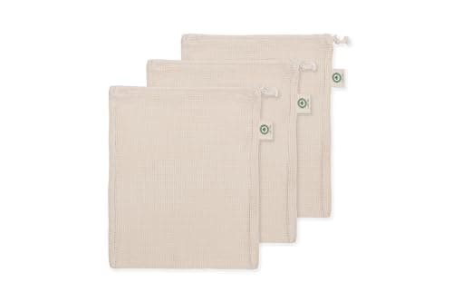 Cotton Mesh Laundry Bags - 3 Pack Large Bags for Washing Machine – Easy Drawstring Closure, Microplastic-free and Sustainable Laundry Bags for Underwear and Bra