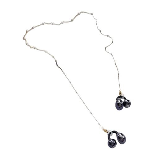 SecureFit Stainless Steel Earphone Strap, Gold Black Rubber — view 2