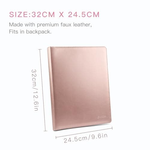 Leather Resume Storage Clipboard Folder Portfolio - GES Clipboard A4 Folder for Business School Office Conference (New Rose Gold) — view 2