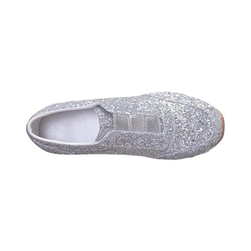 Sequin Shoes for Women Womens Glitter Slip On Trainers Breathable Silver