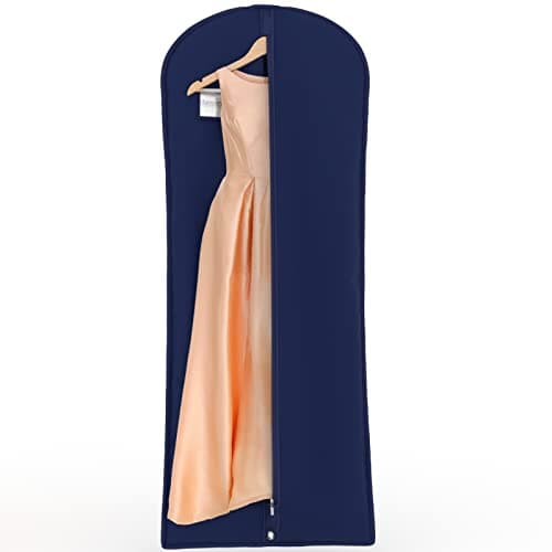 HANGERWORLD 60 Inch Navy Blue Breathable Garment Dress Cover Bag with Internal Zipped Pocket