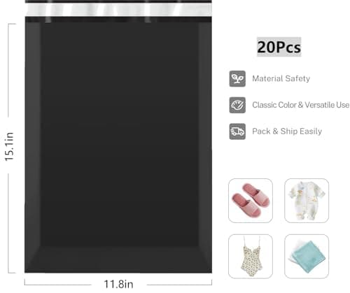 20Pcs Self-Seal Postage Packaging Bags - 12 x 16" Parcel Bags for Clothes & Shipping, Tamper-Proof — view 2