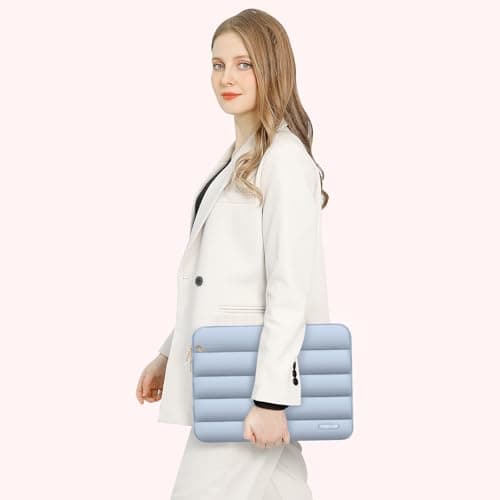 MOSISO 13.3 inch Laptop Case Puffy Sleeve with Small Bag, Baby Blue — view 6