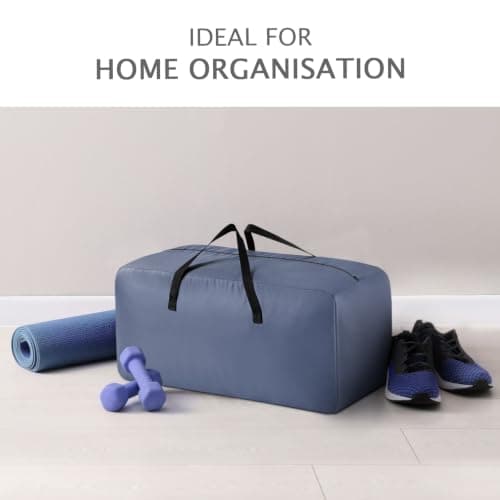 MOONNEST 4 Pack 85L Large Foldable Storage Bags with Zips & Reinforced Handles, Lightweight Clothes Storage Totes for Bedding, Duvets, Blankets, Student Rooms, Moving & Travel, Blue — view 4