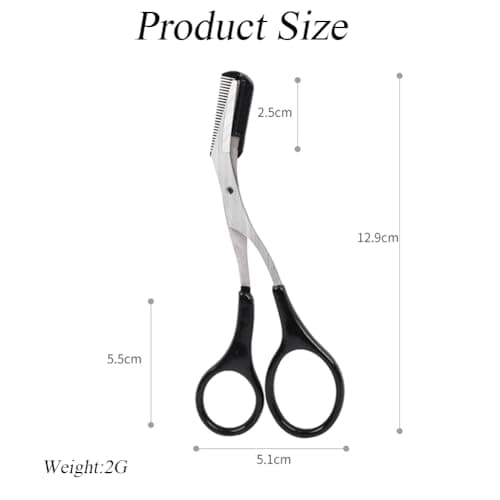 Professional Eyebrow Scissors Eyebrow Trimmer Eyebrow Remover Shaping Cut Comb Eyebrow Shaving Scissors Comb Hair Remover Beauty Tool with Non Slip Finger Grips for Men Women — view 2