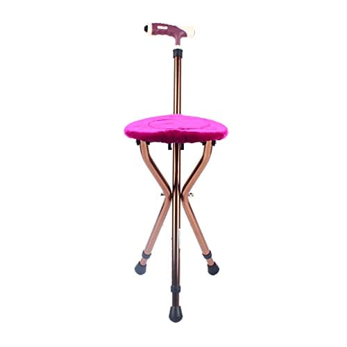 Folding Chair with Walking Stick,Walking Cane 2-In-1 Foldable Walking Stick with Seat, Lightweight and Adjustable for Elderly and Mobility Support with Led Night Light for Indoor and Outdoor Use