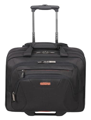 American Tourister at Work - 15.6 Inch Laptop Bag with Wheels, 44 cm, 22 L, Black/Orange (Black/Orange)