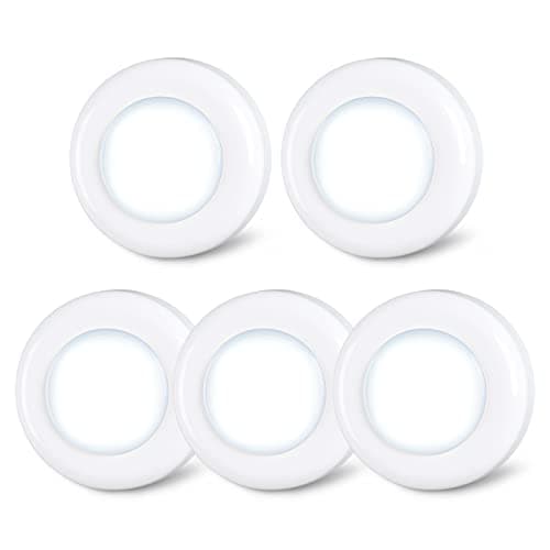 STAR-SPANGLED 2.8” Stick on Puck Lights AAA Battery Operated, 5 Pack White