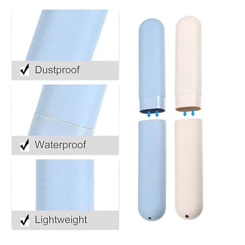 ZXfad 2Pcs Toothbrush Case(Beige/Blue) — view 3