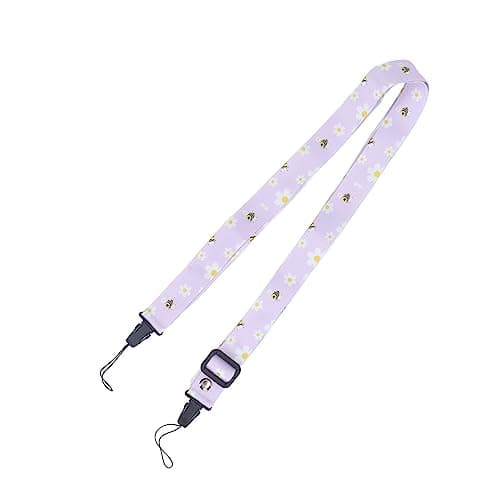 Camera Strap, 1.2m Camera Strap Belt, Printed Pattern Multifunctional Shoulder Neck Strap for Mini 12 11 8 9 Camera (Purple Daisy) — view 6