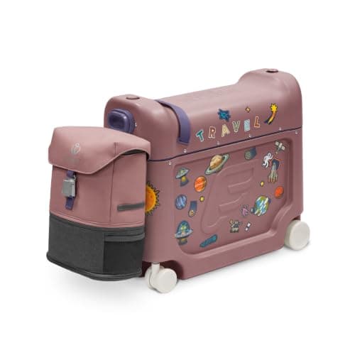 Stokke Jetkids BedBox + Backpack Bundle - Sleep-On, Carry-On Kids Suitcase & Expandable Backpack - Travel Set for Ages 2-7, Hazy Lilac