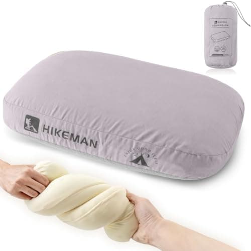 HIKEMAN Camping Memory Foam Pillow - Ultralight Travel Pillow Neck Support Pillow,Soft Ergonomic Sleeping Pillows for Camping,Car,Beach,Office (Purple)