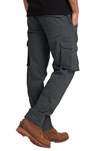Mens Cargo Combat Work Trousers Tactical Work Safety Outdoor Breathable Easy Care Multi-Pockets Heavy Duty Solid Regular Relaxed Fit Security Guard Trousers 32W-44W (Charcoal, 38W / 32L) — view 3